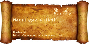 Metzinger Anikó névjegykártya